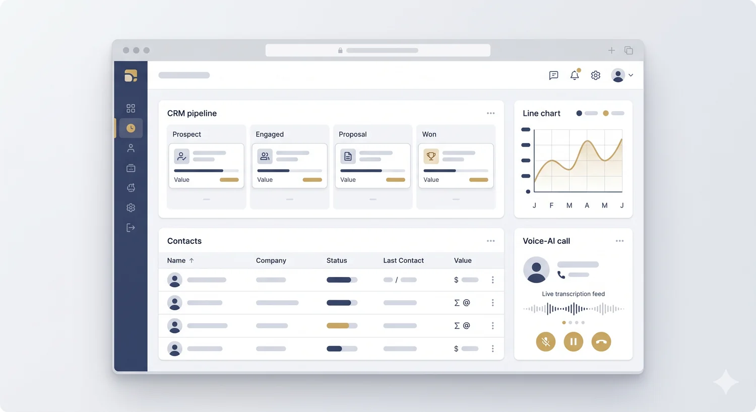 The HonorElevate platform dashboard: CRM pipeline, reporting, and built-in voice AI